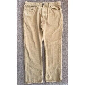 J Crew Vintage Slim Straight Jeans Mens 36x32 Mid Rise Preppy Khaki Denim
